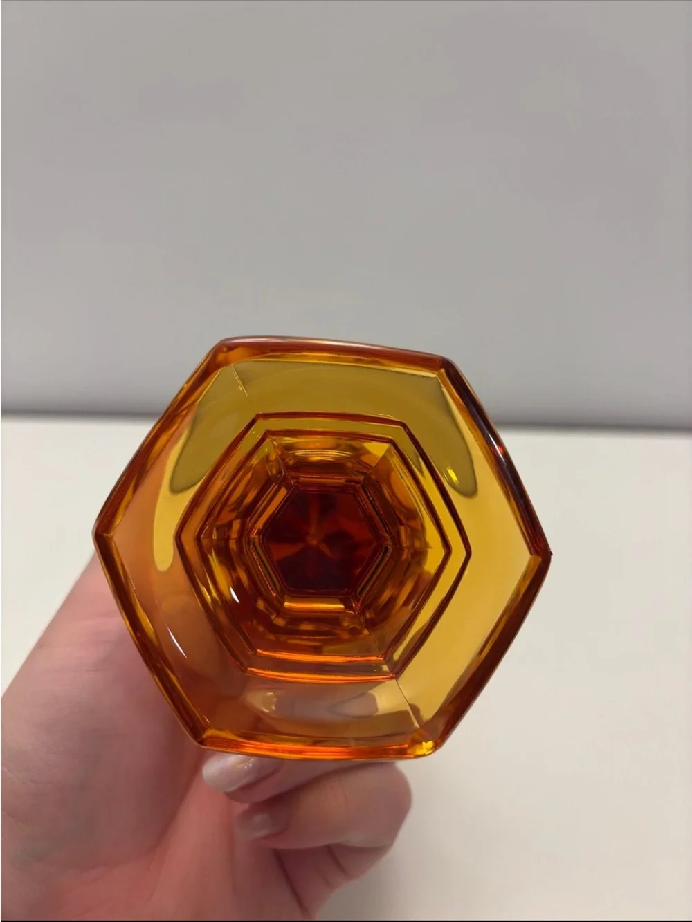 Vintage Amber Crystal Trumpet Vase